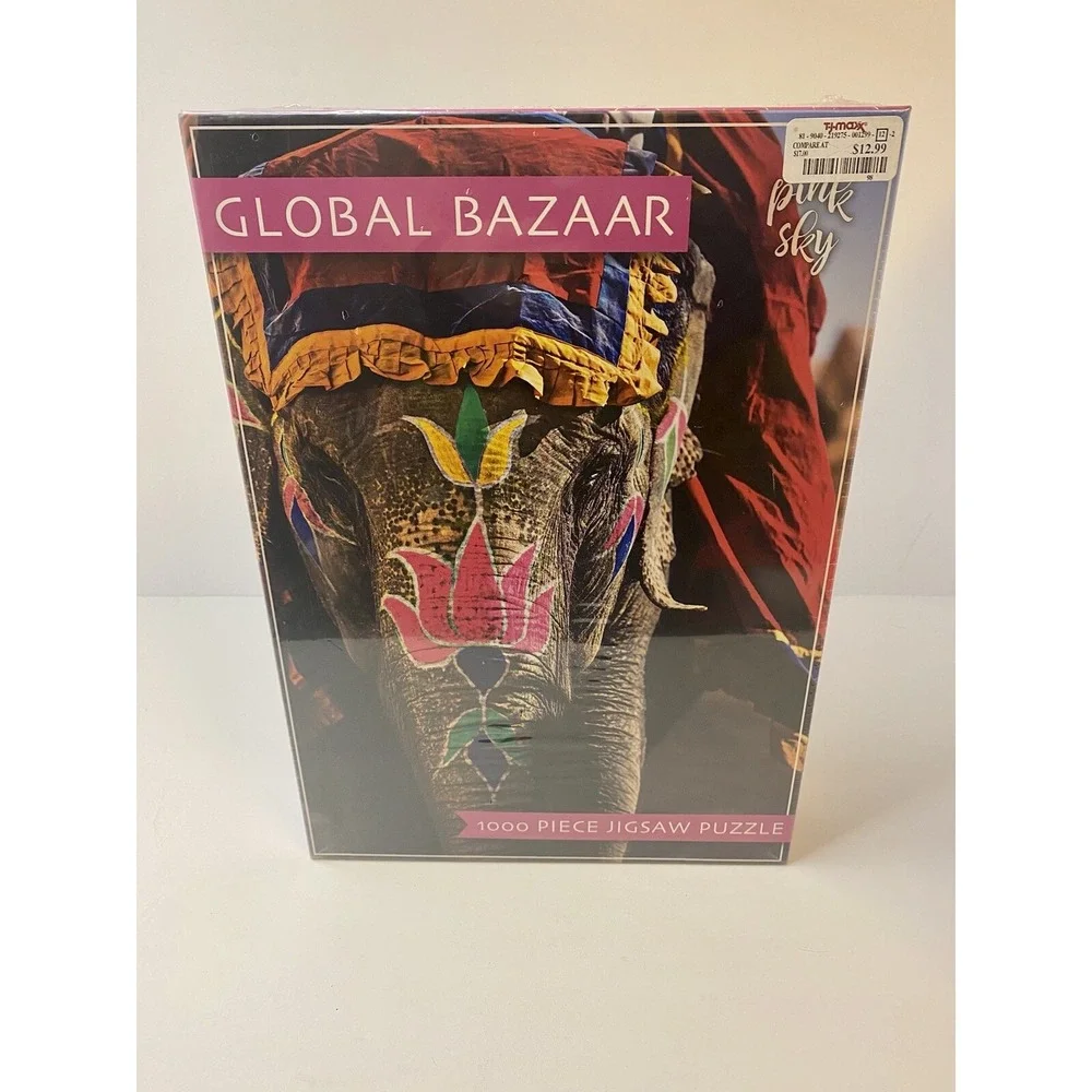 Pink Sky 1000 Piece Jigsaw Puzzle Global Bazaar Lotus Elephant‎ Sealed New